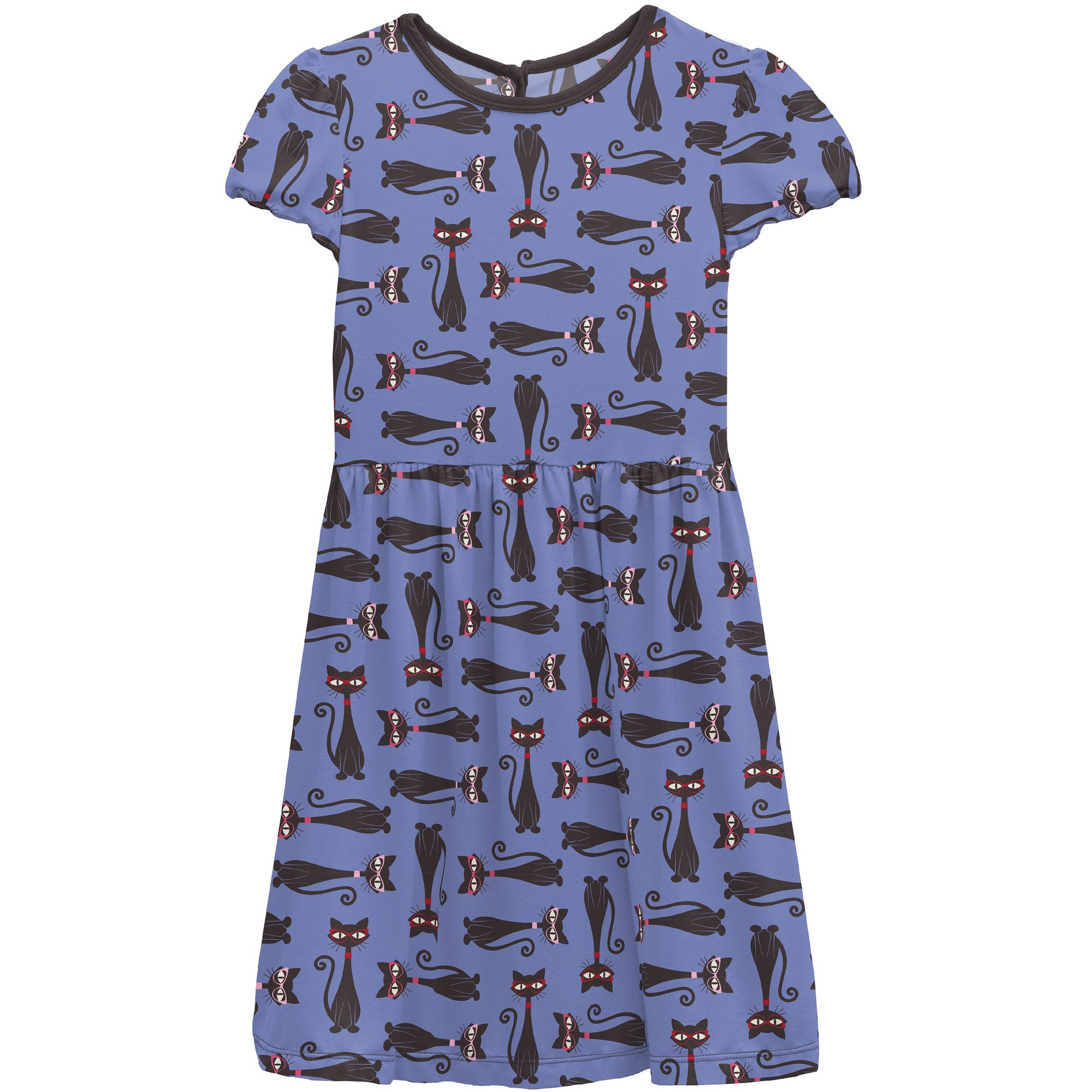 Kickee Pants Flutter Sleeve Twirl Dress - Forget Me Not Cool Cats