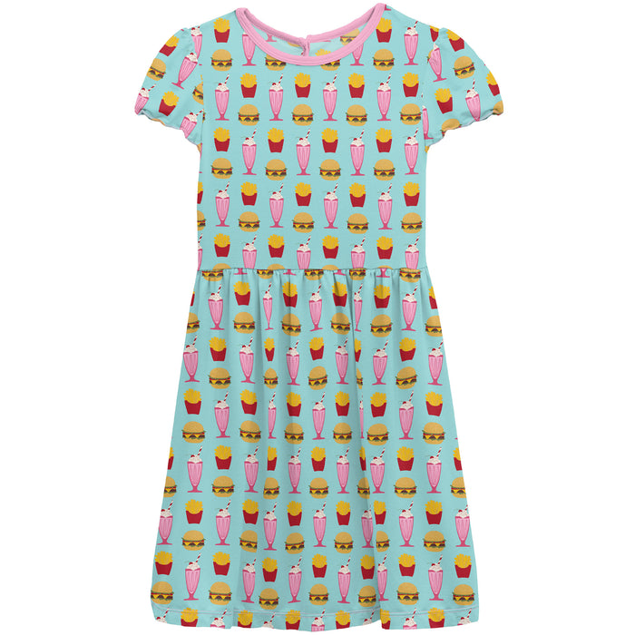 Kickee Pants Flutter Sleeve Twirl Dress - Summer Sky Cheeseburger