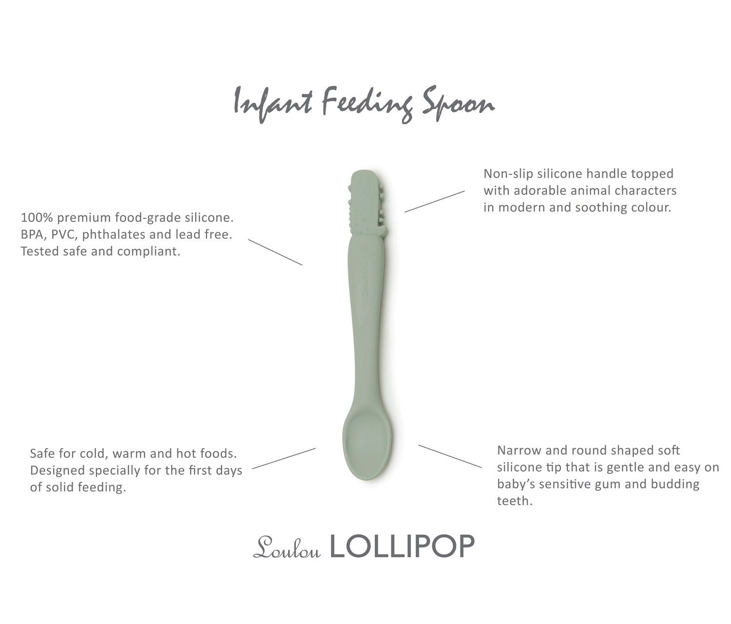 Loulou Lollipop Silicone Infant Feeding Spoon - Alligator