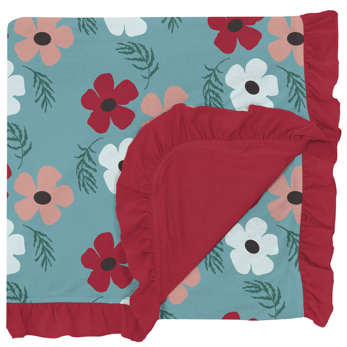 KicKee Pants Ruffle Toddler Blanket - Glacier Wildflowers