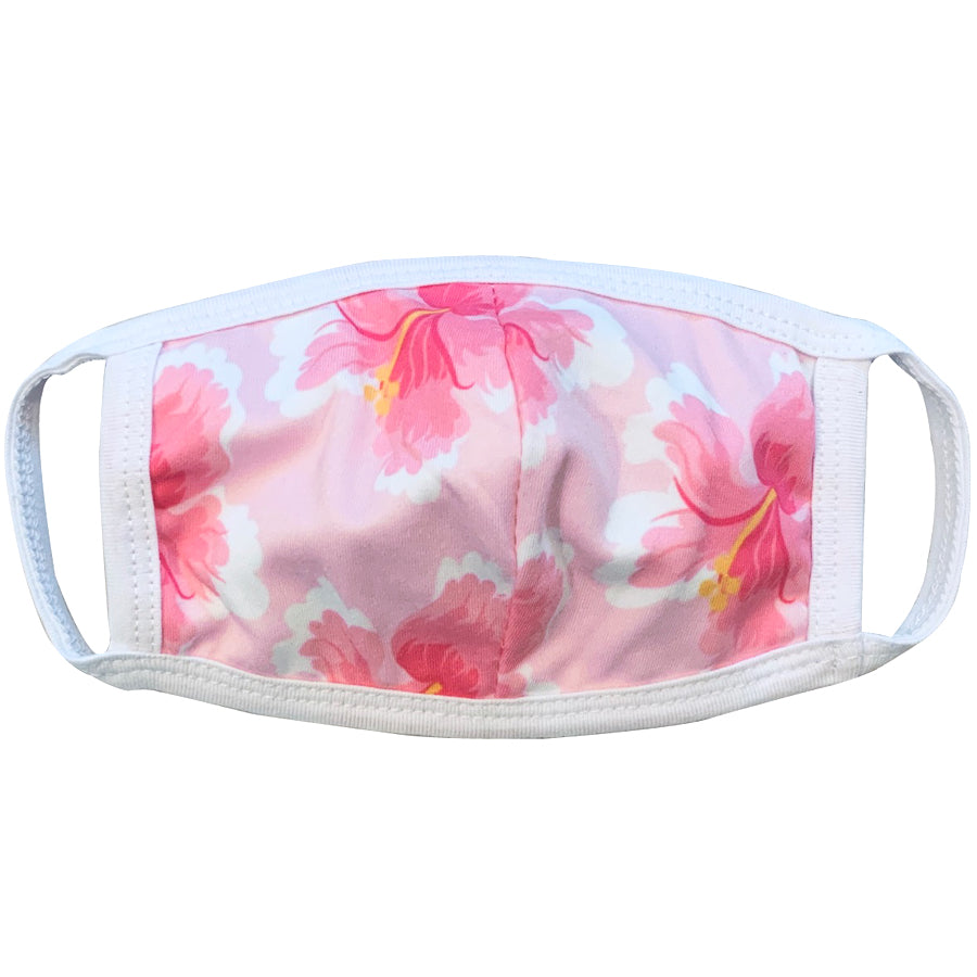 Kids Cotton Face Mask with Filter Pocket - Happy Hibiscus (2-7Y)