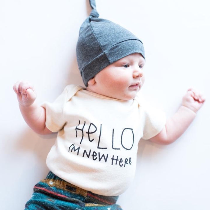 Tenth & Pine Organic Baby Short Sleeve Bodysuit - Hello I'm New Here