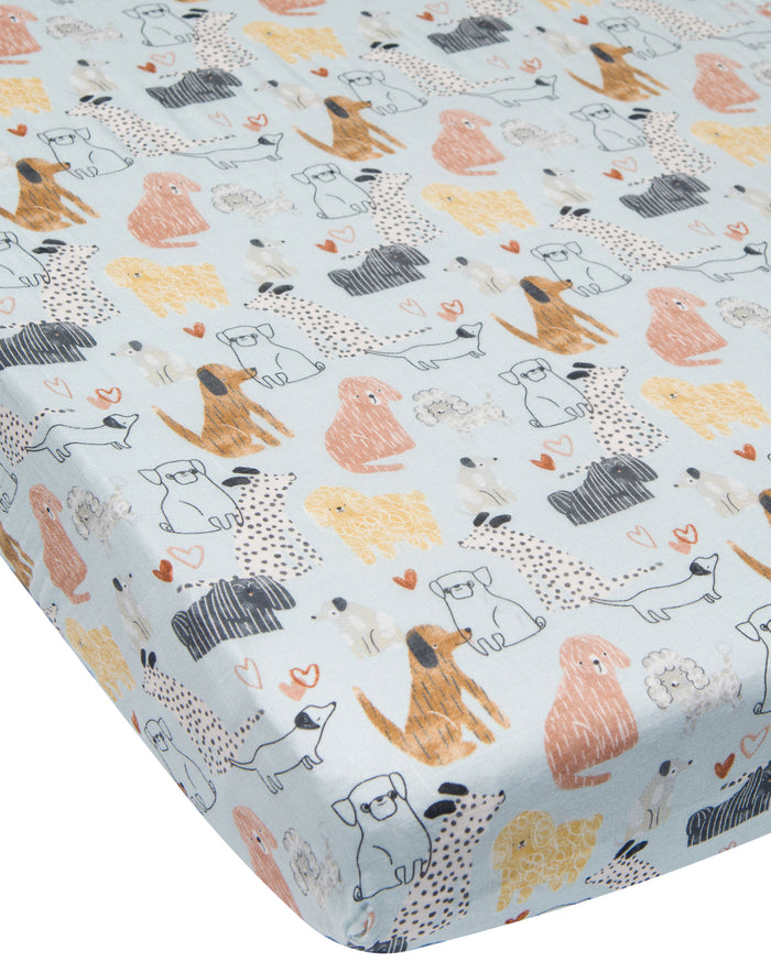 Loulou Lollipop Bamboo Muslin Fitted Crib Sheet - Honey Puppies