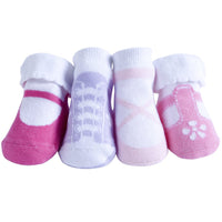 JazzyToes Bamboo Newborn Girls Socks 4 Pair Set