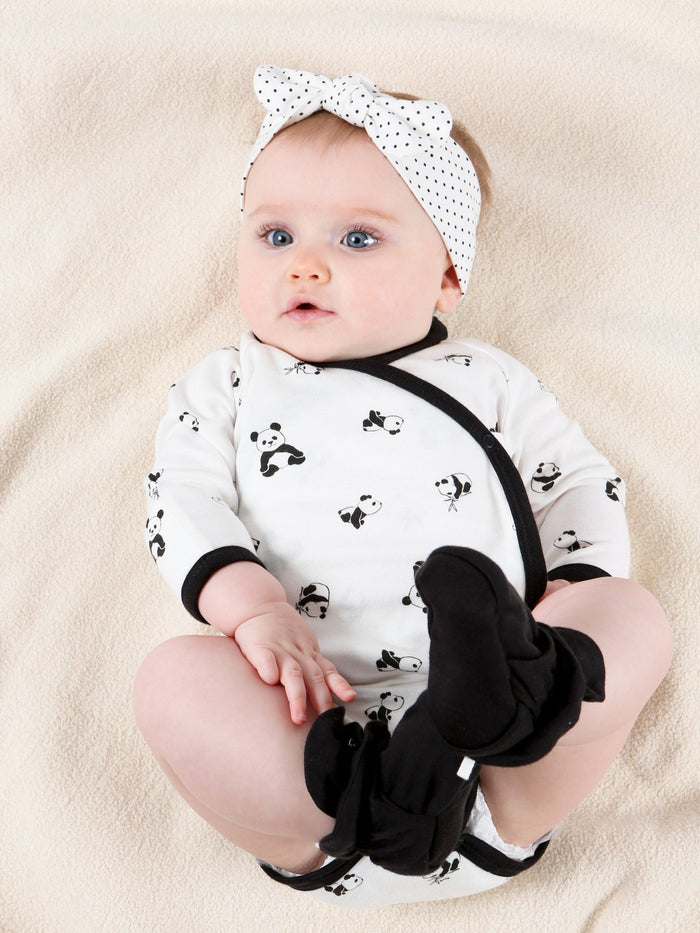 Under the Nile Organic Long Sleeve Side Snap Bodysuit - Panda