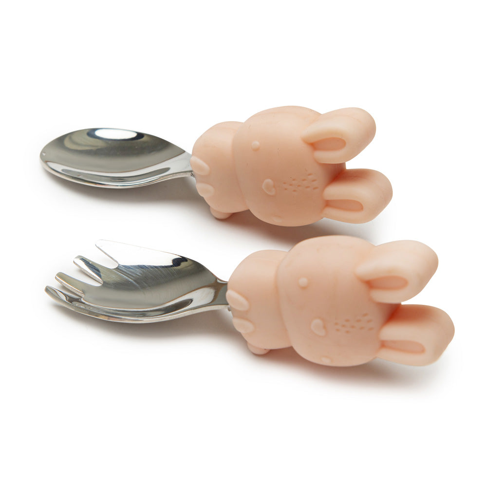 Loulou Lollipop Toddler Learning Spoon And Fork Set - Bunny