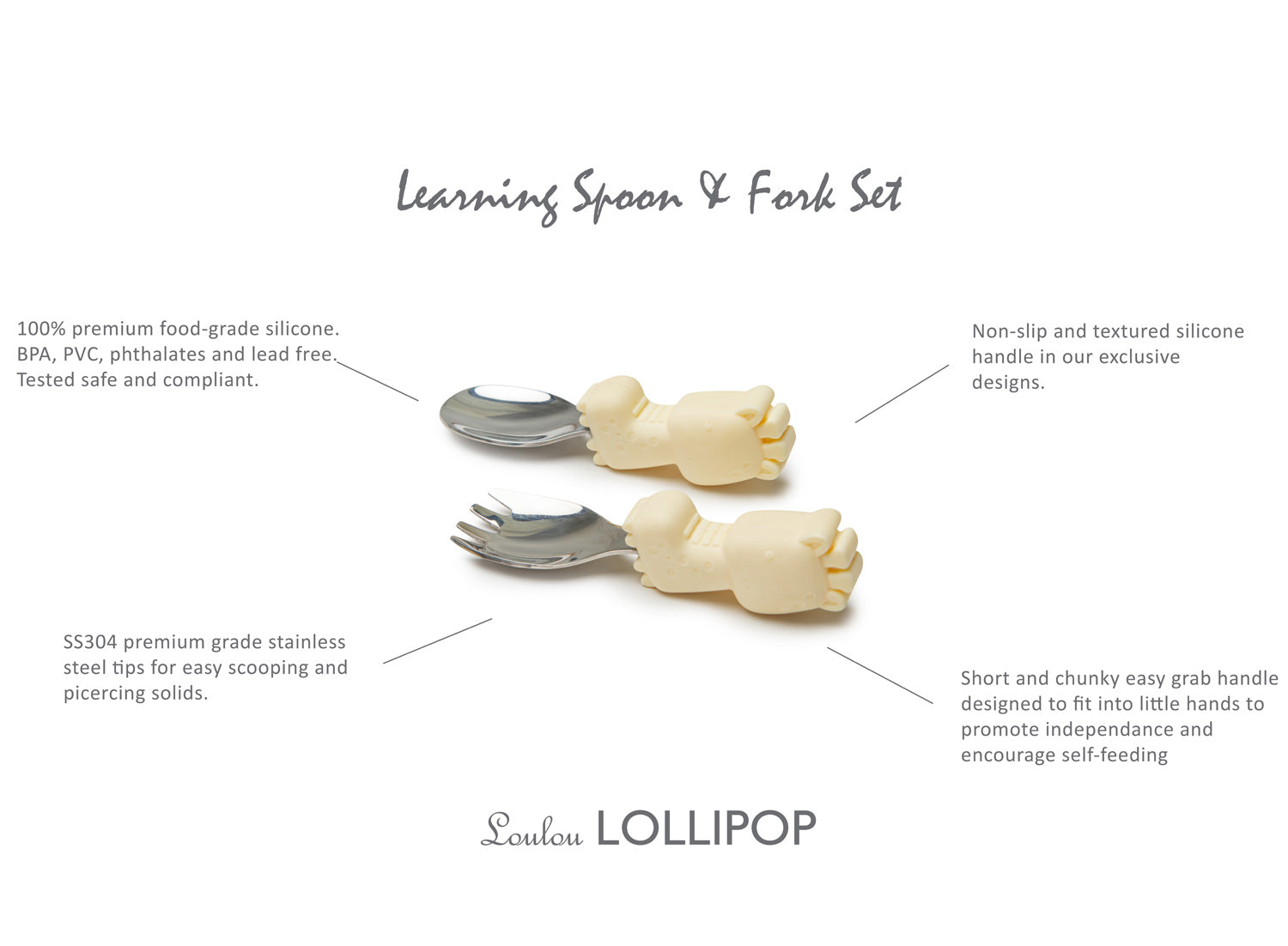 Loulou Lollipop Toddler Learning Spoon And Fork Set - Giraffe