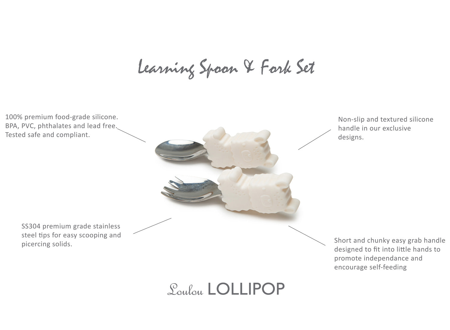 Loulou Lollipop Toddler Learning Spoon And Fork Set - Llama