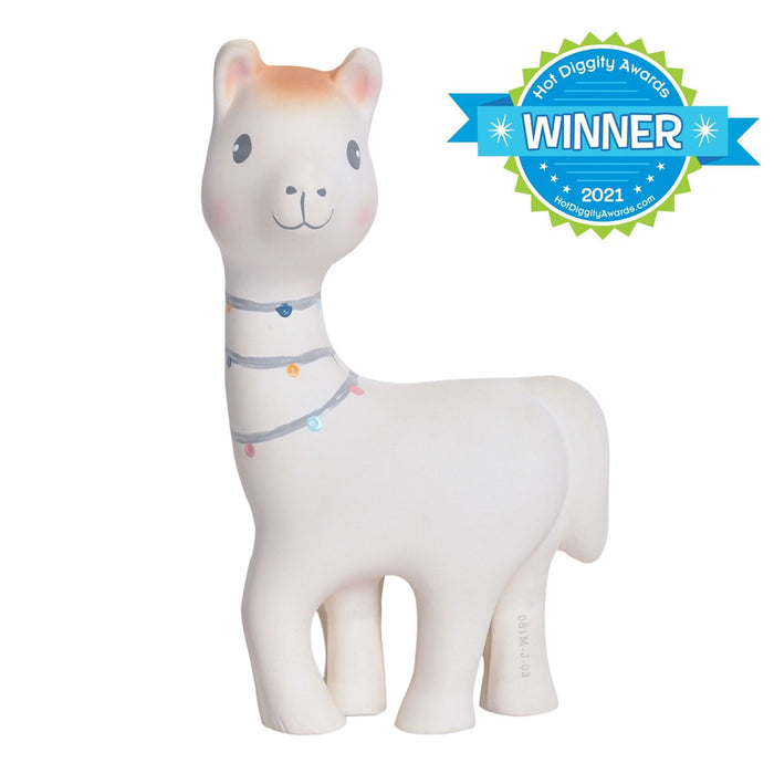 Tikiri Toys Natural Rubber Rattle, Teether & Bath Toy - Lilith the Llama