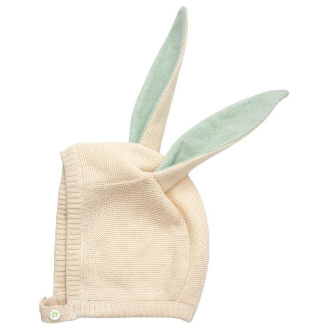 Meri Meri Organic Baby Bonnet Mint Bunny, 0-6M