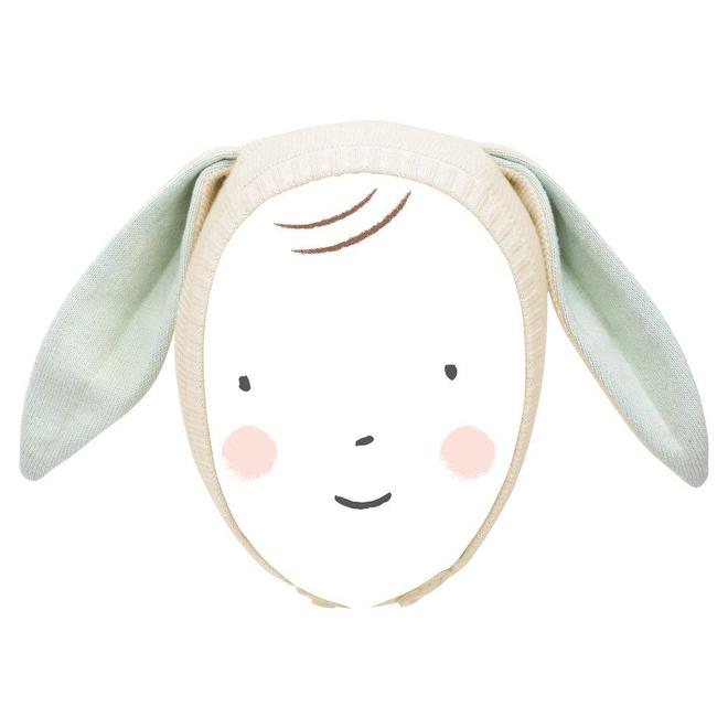 Meri Meri Organic Baby Bonnet Mint Bunny, 0-6M