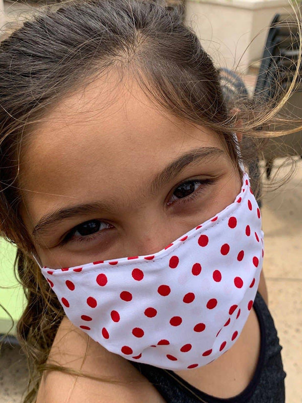 Kids Reusable Face Mask - Red Polka Dot