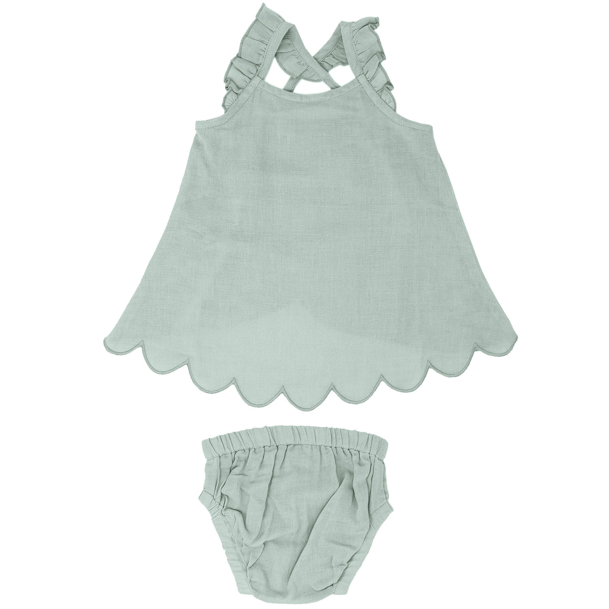 L'ovedbaby Organic Muslin Tunic Top & Bloomer Bottom Set - Green Tea