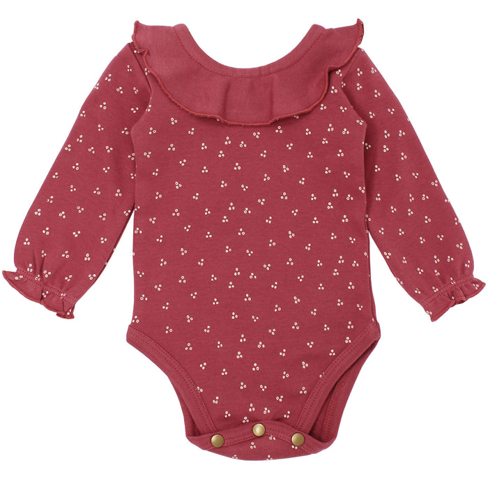 L'ovedbaby Organic Ruffle Bodysuit - Appleberry Dots