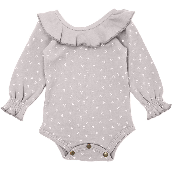 L'ovedbaby Organic Ruffle Bodysuit - Fog Dots