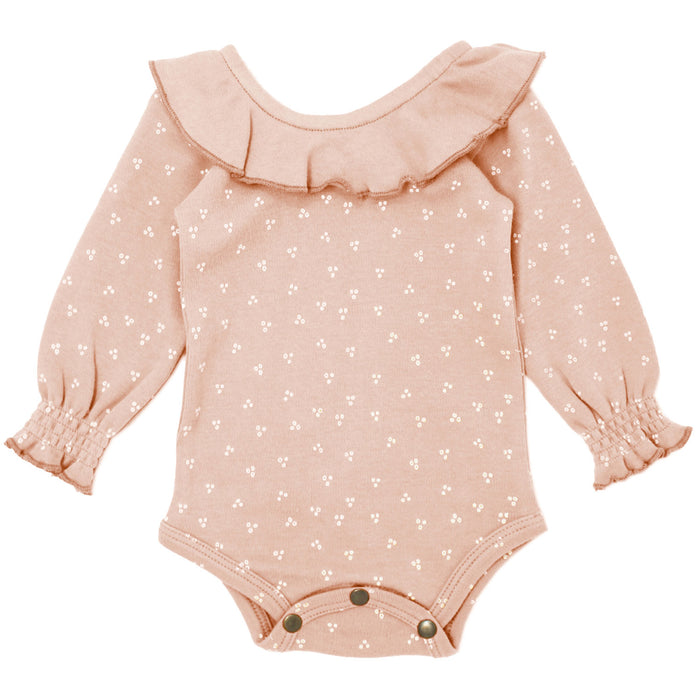 L'ovedbaby Organic Ruffle Bodysuit - Rosewater Dots