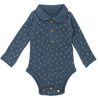 L'ovedbaby Organic Polo Bodysuit - Abyss Dots