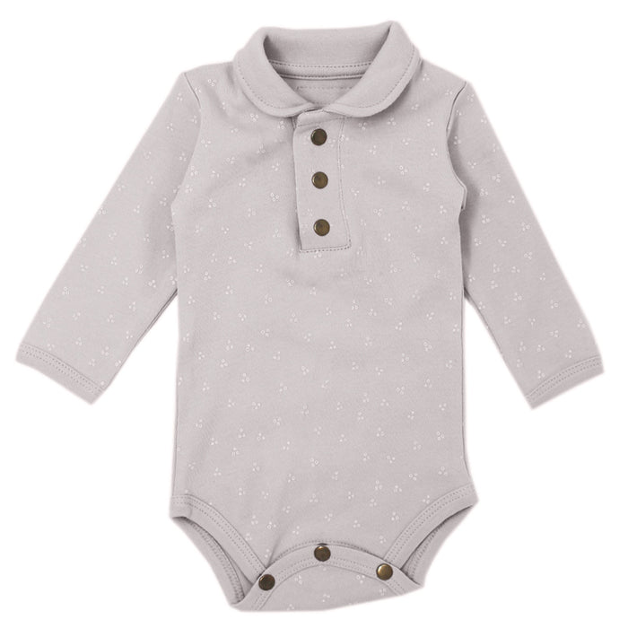 L'ovedbaby Organic Polo Bodysuit - Fog Dots