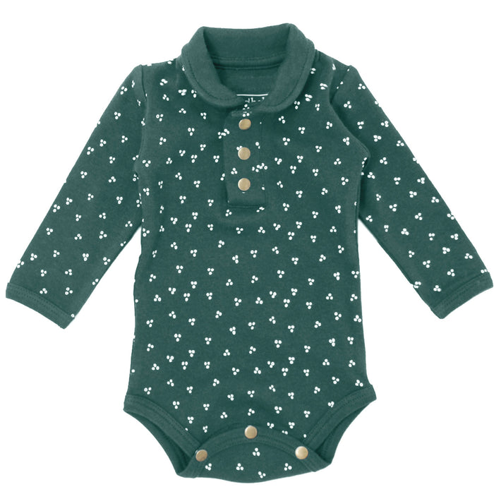 L'ovedbaby Organic Polo Bodysuit - Spruce Dots