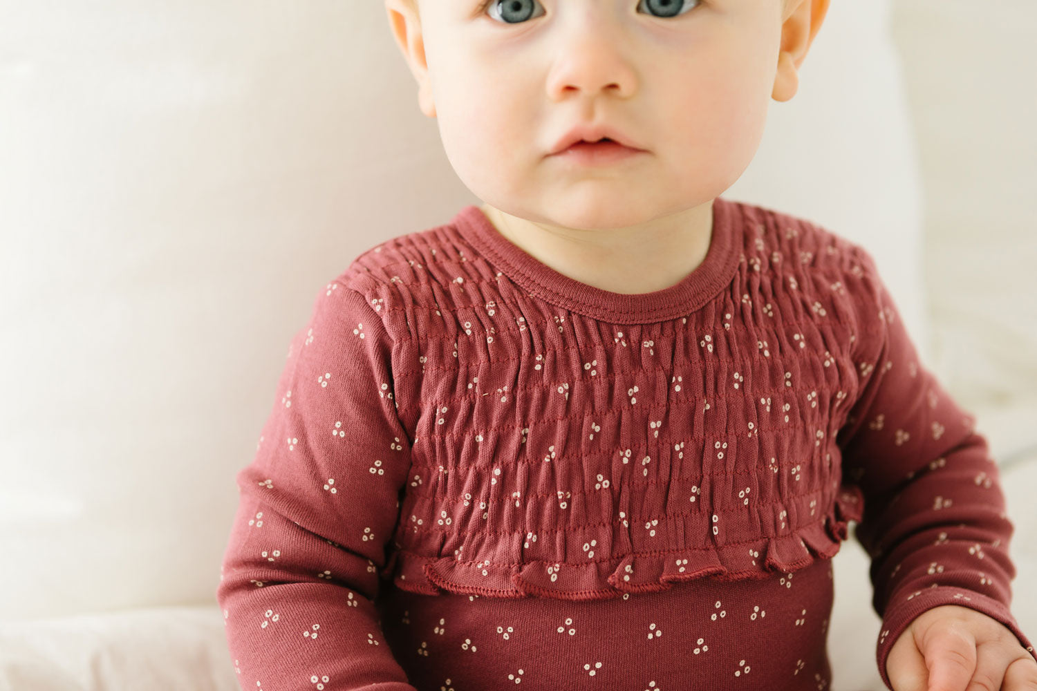 L'ovedbaby Organic Smocked Baby Footie - Appleberry Dots