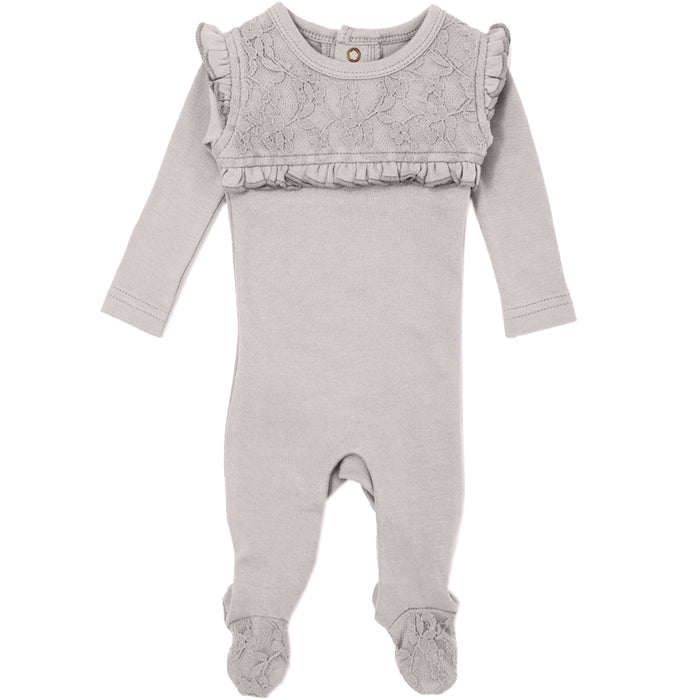 L'ovedbaby Organic Lace Baby Footie - Fog