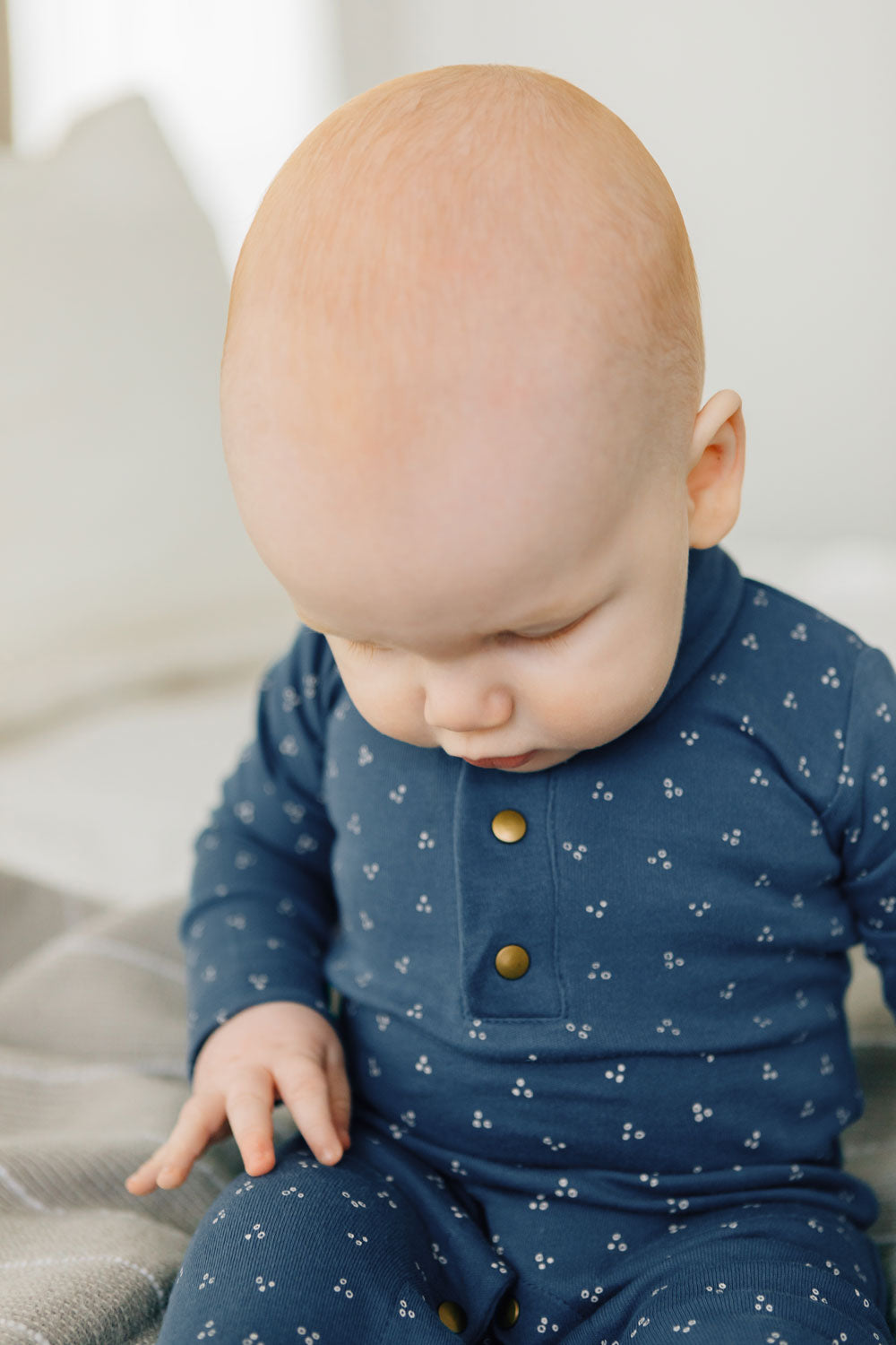 L'ovedbaby Organic Polo Baby Footie - Abyss Dots