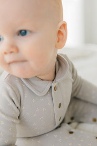 L'ovedbaby Organic Polo Baby Footie - Fog Dots