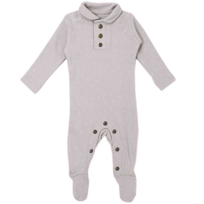 L'ovedbaby Organic Polo Baby Footie - Fog Dots