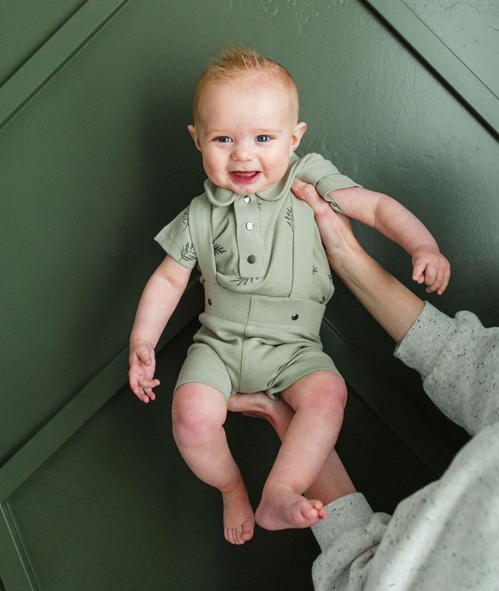 L'ovedbaby Organic Polo Bodysuit - Seafoam Fern