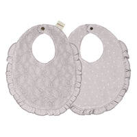 L'ovedbaby Organic Reversible Lace Ruffle Bib - Fog 