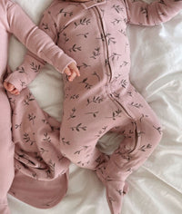 L'ovedbaby Organic Zipper Footie - Blossom Flower