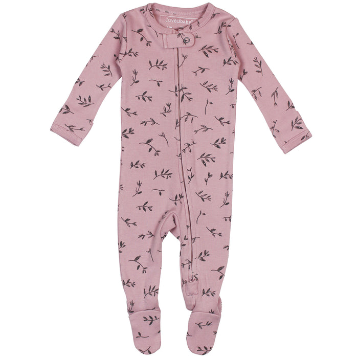 L'ovedbaby Organic Zipper Footie - Blossom Flower