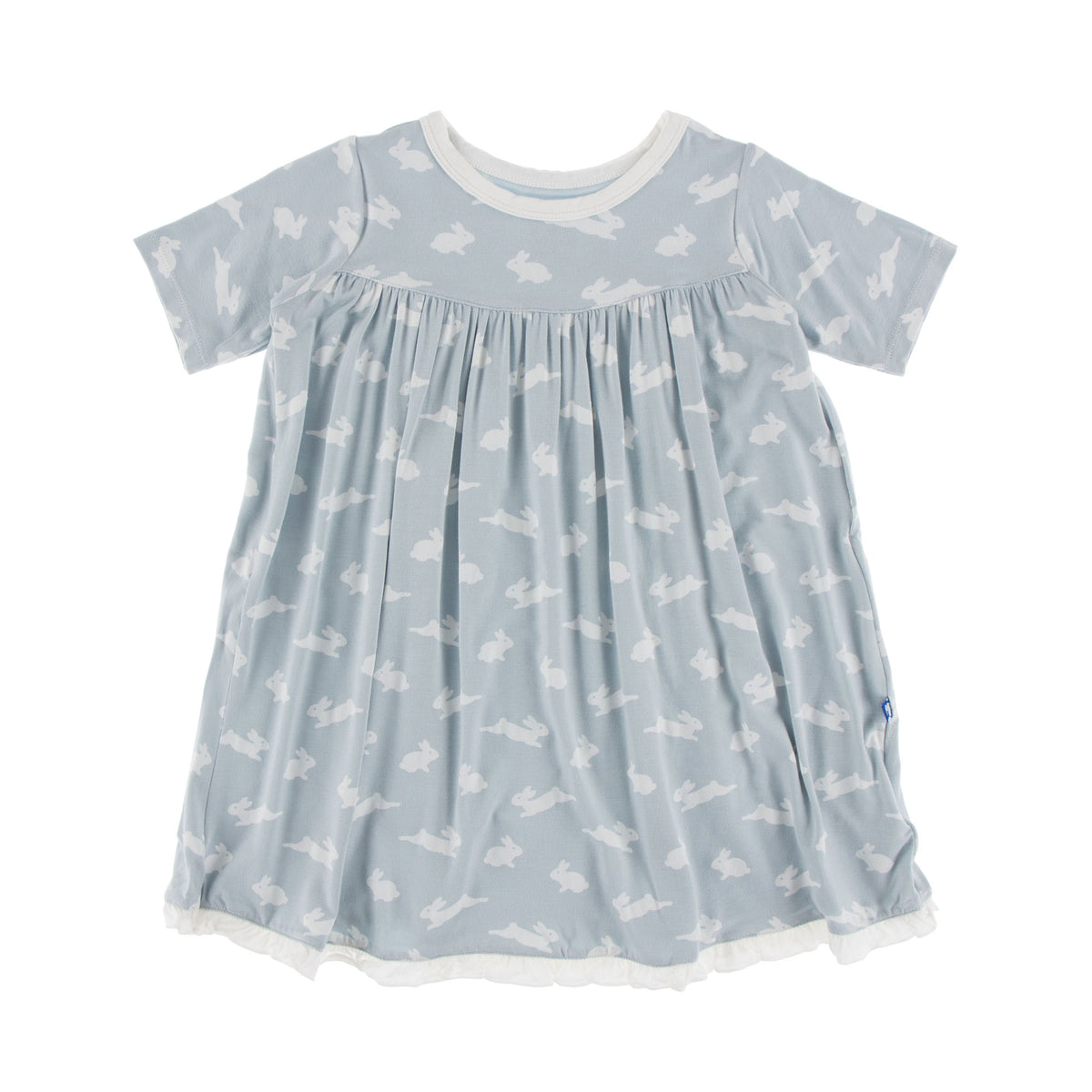 KicKee Pants Short Sleeve Swing Dress - Pearl Blue Bunny