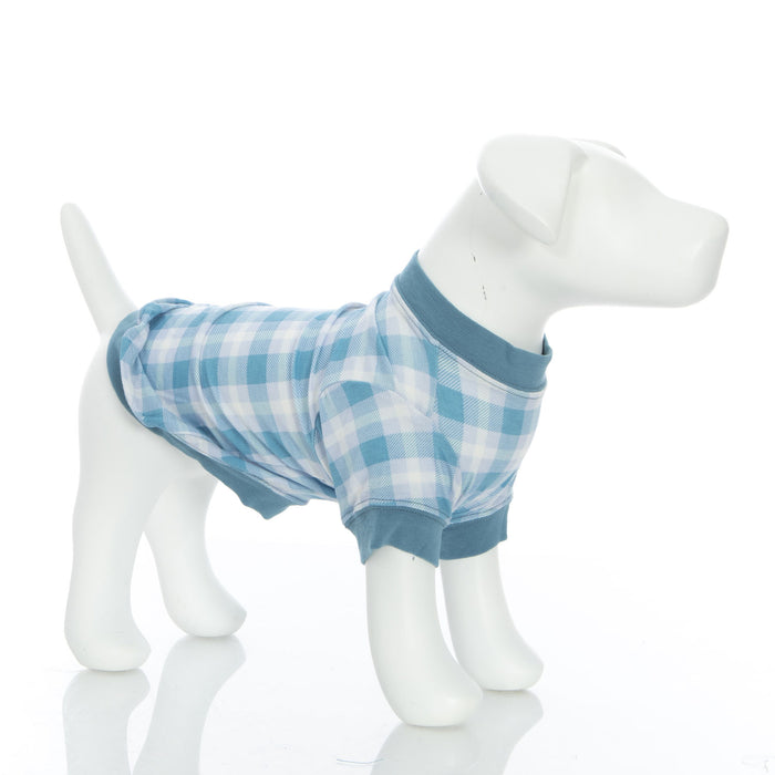 Kickee Pants Dog Tee Blue Moon Holiday Plaid