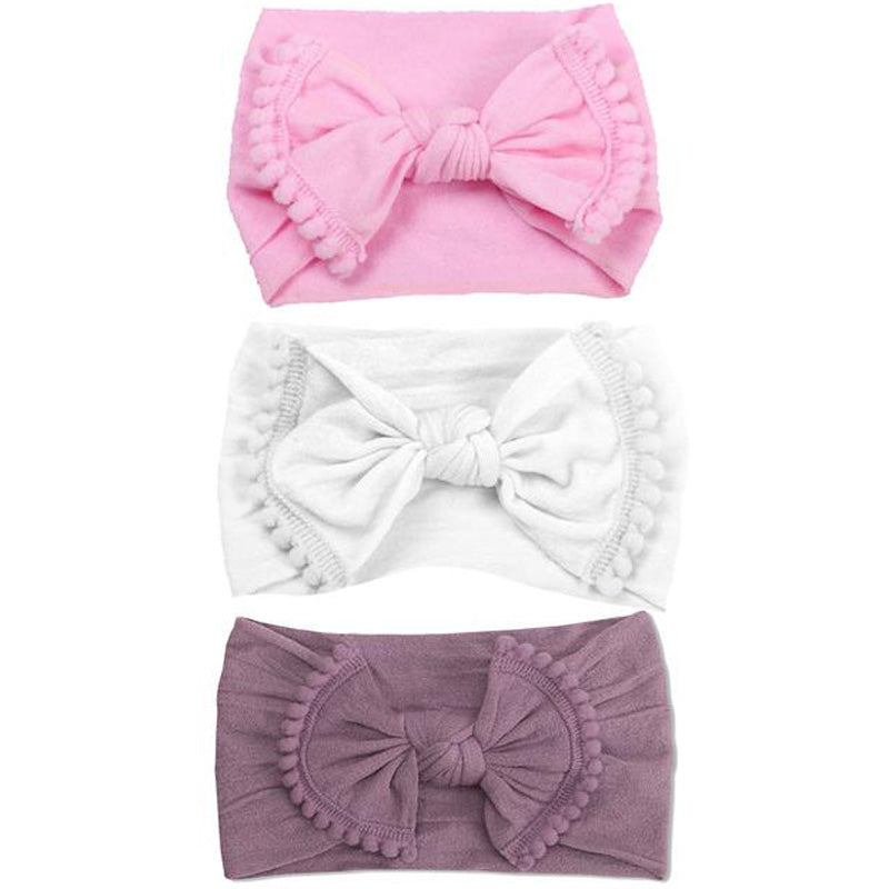 Emerson and Friends Pink Pom Pom Baby Headband Gift Set