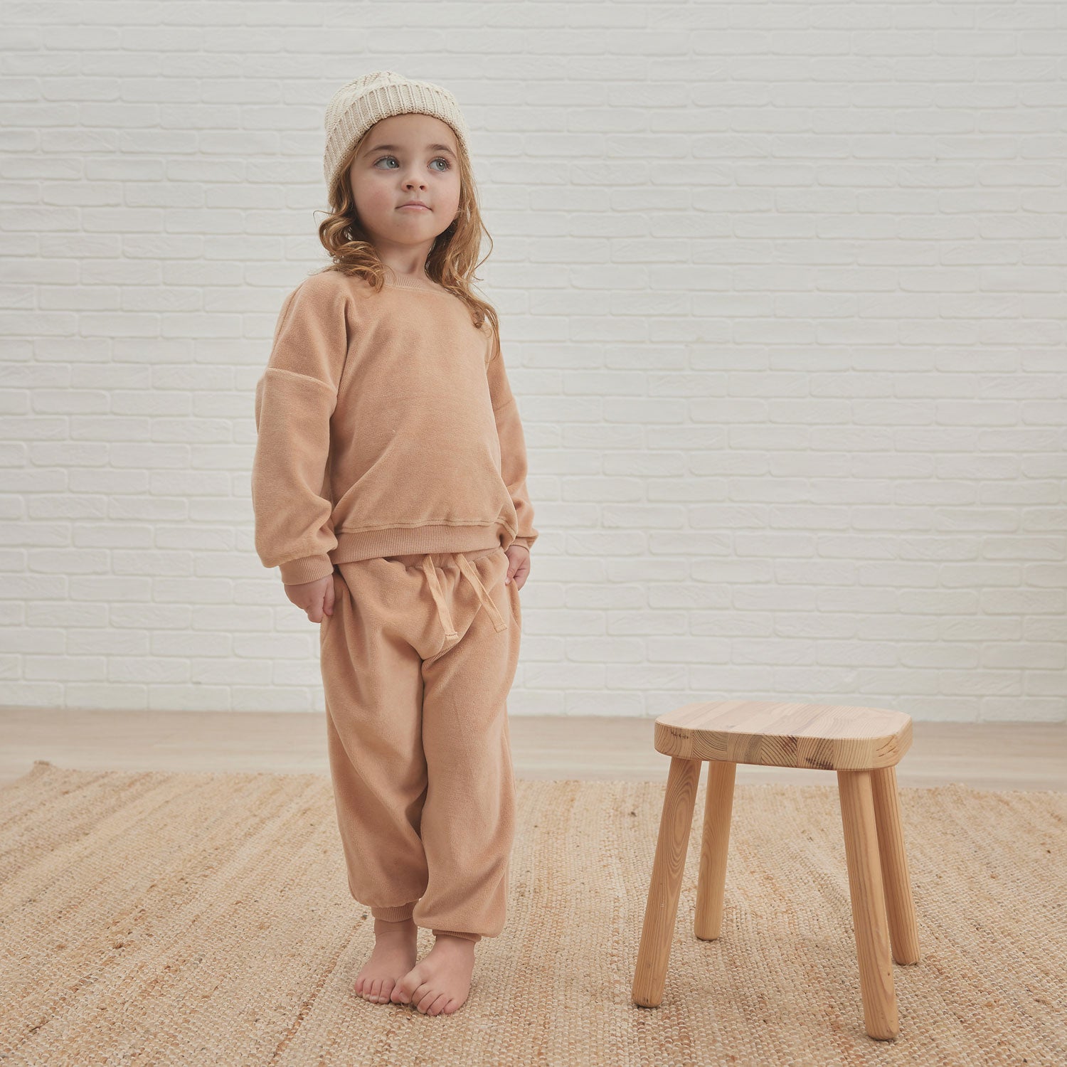 Quincy Mae Organic Velour Relaxed Sweatpant - Blush