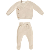 Quincy Mae Organic Knit Wrap Top + Pant Set - Natural