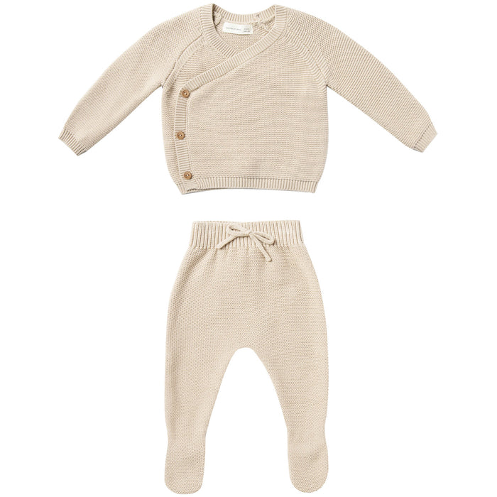 Quincy Mae Organic Knit Wrap Top + Pant Set - Natural