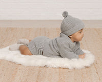 Quincy Mae Organic Knit Pom Beanie - Dusty Blue
