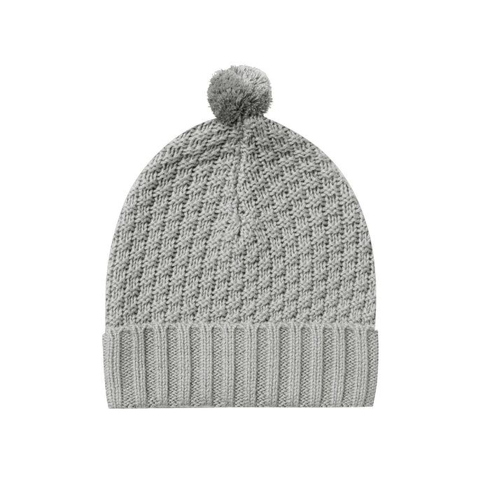 Quincy Mae Organic Knit Pom Beanie - Dusty Blue