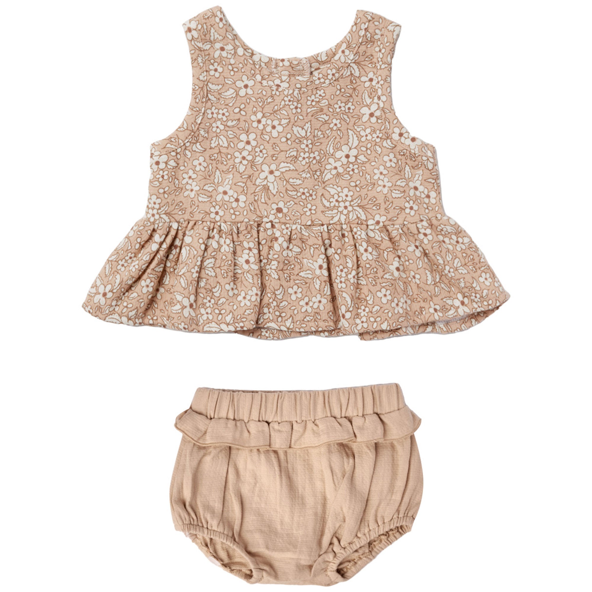 Quincy Mae Organic Sleeveless Peplum Set | Apricot Floral