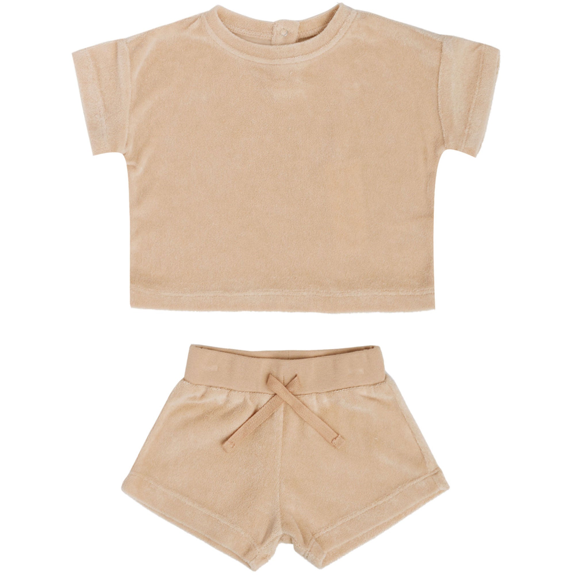 Quincy Mae Organic Terry Tee & Shorts Set | Apricot