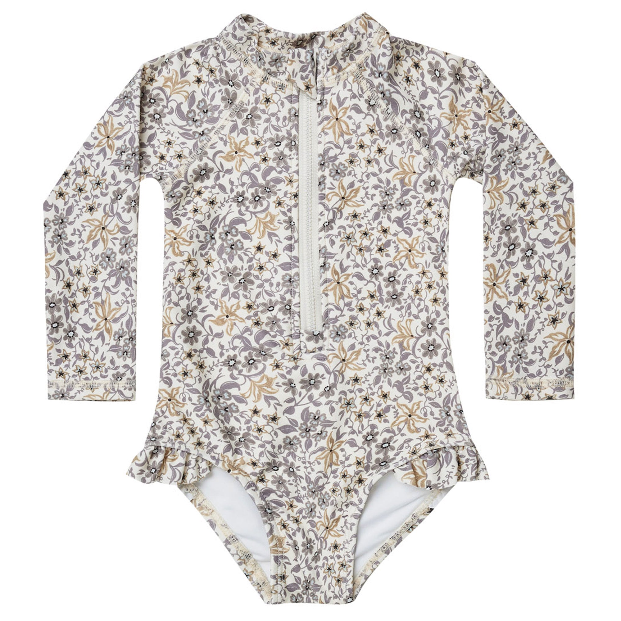Rylee + Cru Rash Guard One-Piece - Blue Floral