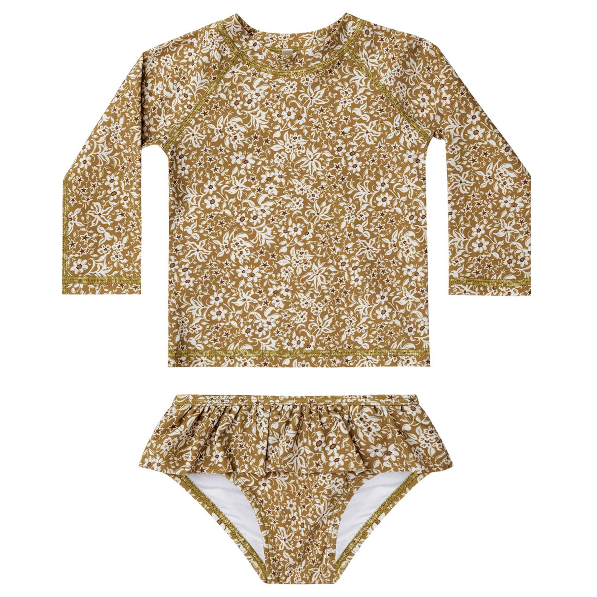 Rylee + Cru Rash Guard Girl Set - Golden Ditsy