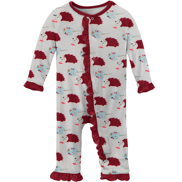 Kickee Pants Classic Ruffle Coverall with Snaps - Natural Art Class 