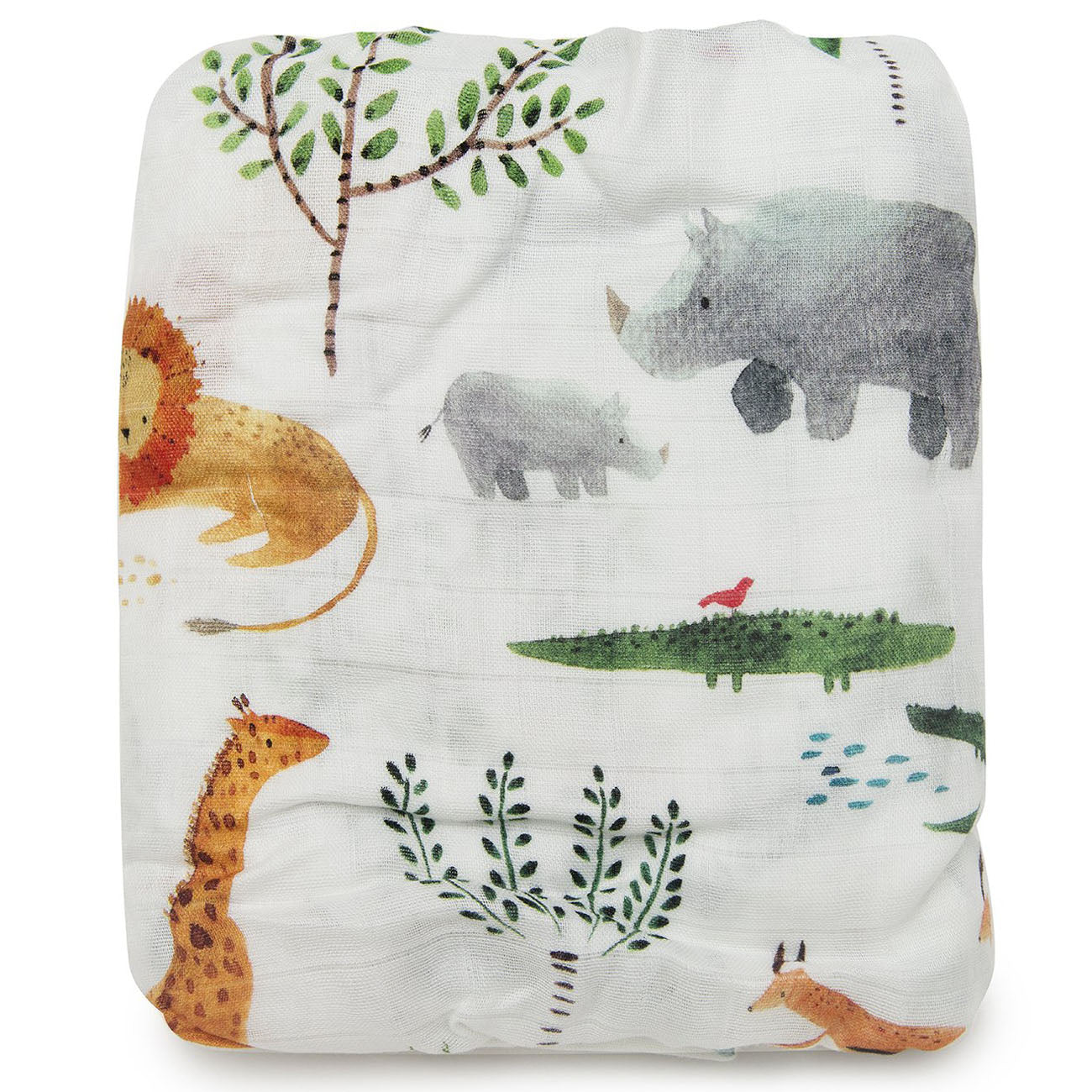 Loulou Lollipop Bamboo Muslin Fitted Crib Sheet - Safari Jungle
