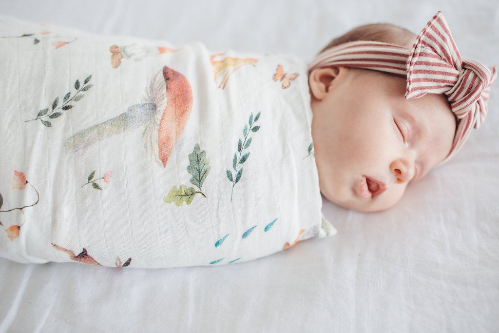Loulou Lollipop Bamboo Muslin Swaddle Blanket Woodland Gnome