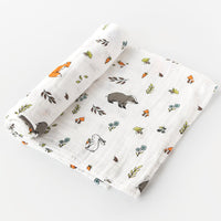 Little Blue Nest Organic Cotton Muslin Swaddle Blanket - Into the Woods