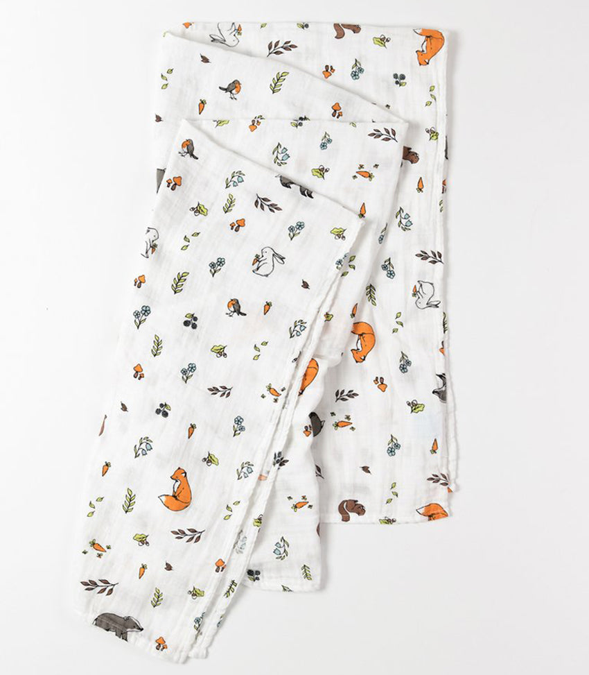 Little Blue Nest Organic Cotton Muslin Swaddle Blanket - Into the Woods
