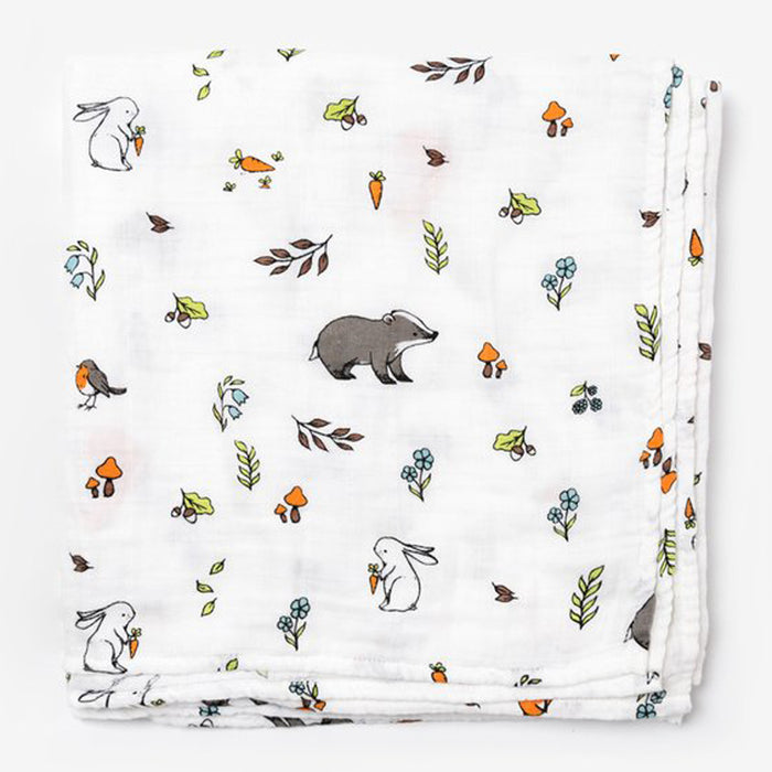 Little Blue Nest Organic Cotton Muslin Swaddle Blanket - Into the Woods
